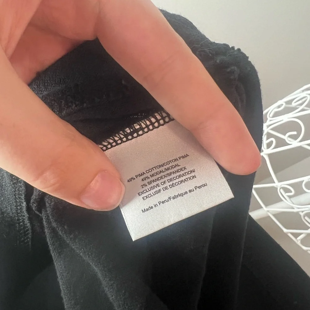 Tory Burch Black Emily Ruffle Polo Size L Pima Cotton Old Money Quiet Luxury - Picture 5 of 5